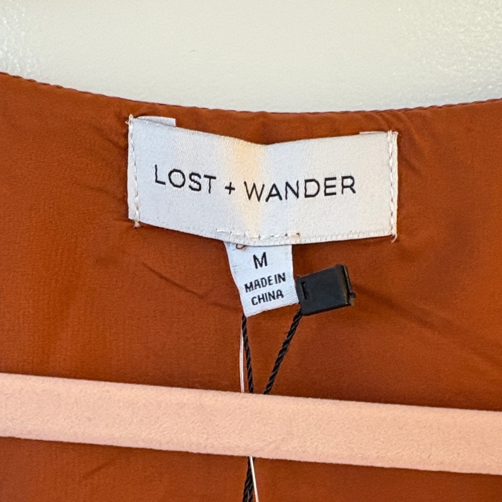 Lost + Wander Brown Midi Dress with Black Floral Pattern - Picture 3 of 7